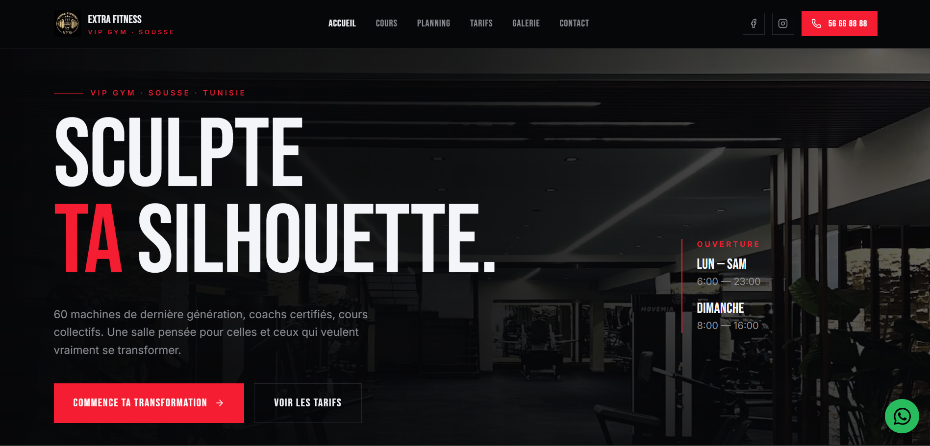 Extra Fit VIP website — real screenshot