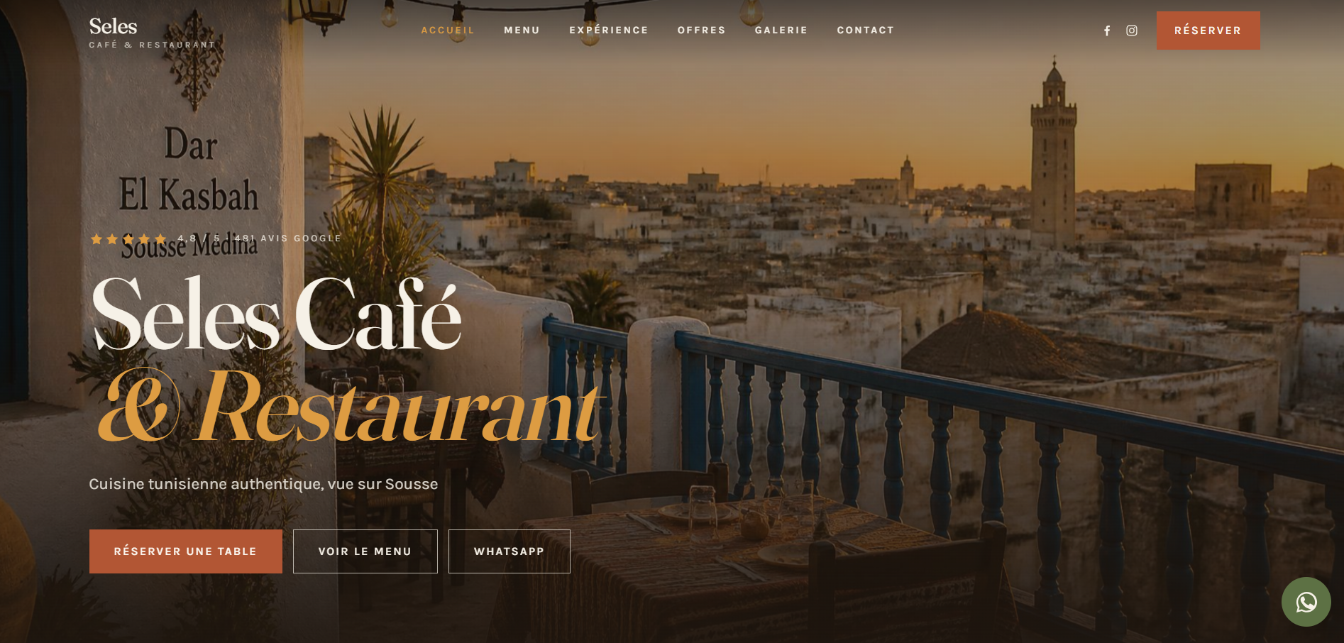 Seles Café & Restaurant website — real screenshot